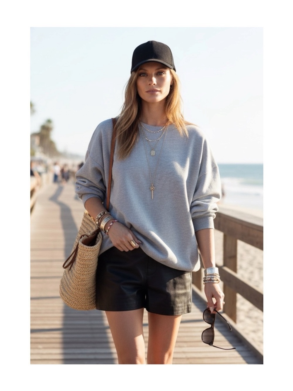 new Michael Lauren ✶ Baggy Boyfriend Oversize Pullover Sweatshirt ✶ Heather Grey - Picture 2 of 16
